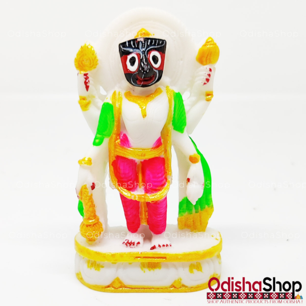 Lord Jagannath Narayan Avatar Idol in Marble With Shank Chakra Gada Padma For Puja Gifting Car Dash Board Home Decor